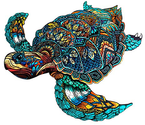 Funnli Holzpuzzles für Erwachsene, Einzigartige Tierförmige Holz-Puzzle(Meeresschildkröte), Puzzle aus Tierteilen (L-38 * 32.2cm-301 Stück)