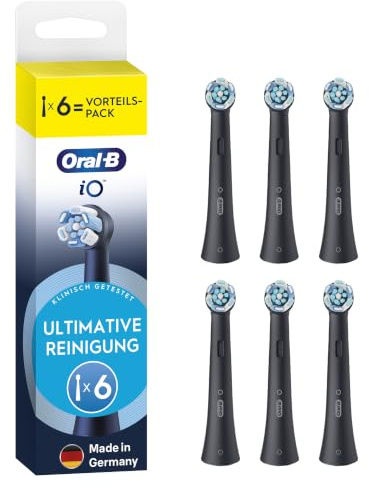 Oral-B iO Aufsteckbürsten Ultimative Reinigung, Schwarz, 6 Stück | Original Zahnbürstenaufsatz für Elektrische Zahnbürste, 360° Fortschrittliche Tiefenreinigung Und Plaqueentfernung
