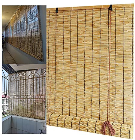 Bambusrollo,Reed-VorhäNge Natur Holzrollo Home Sunshade Retro Jalousien Wasserdicht Atmungsaktiv Schatten Sonnenschutz Lichtfilter-RollläDen,FüR AußEn/Innen 40x210cm/15.7x82.7in