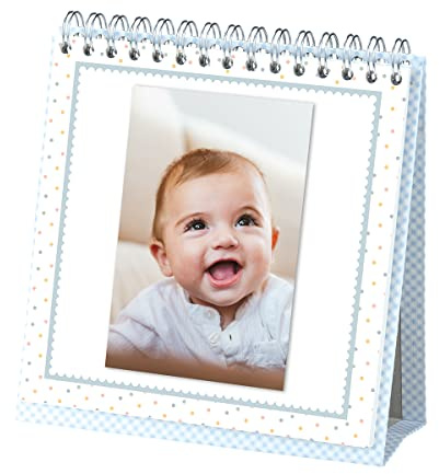 Rössler Papier 13291930900 - Foto-Tischaufsteller Baby Boy, mit Wire-O-Bindung, 12 Blatt, 190 x 190 mm, hellblau, 1 Stück | Fotobuch zum Selbstgestalten mit Wire-O-Bindung 19 x 19 cm für Erinnerungsfotos und Dekoration