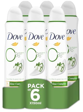 Dove 0% Pepino Deodorant 48 Stunden Schutz 150 ml, 6 Stück