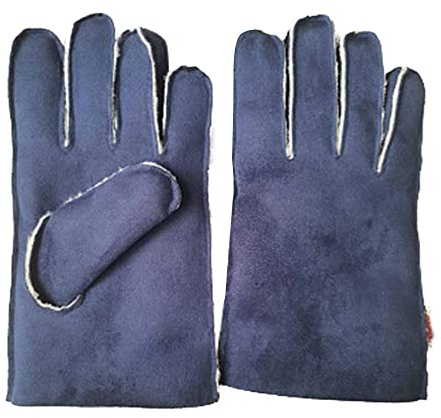 AXELENS Guanti Invernali Uomo Eleganti in Eco Montone Scamosciato – Caldi con Interno Felpato e Design Antivento – Taglia L/XL_Blu