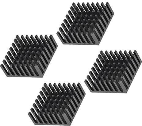 PATIKIL 10x25x25mm Alluminio Dissipatore Calore, 4pz Termico AdesivoTampone Raffreddatore per Raffreddamento Stampanti 3D, Nero