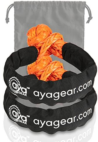 AyA Gear Grillete suave – 44000 libras resistencia a la rotura cuerda de recuperación de carretera sintética 1/2 x 22 pulgadas grillete de cuerda con mangas adicionales para vela, SUV, ATV, 4 x 4,