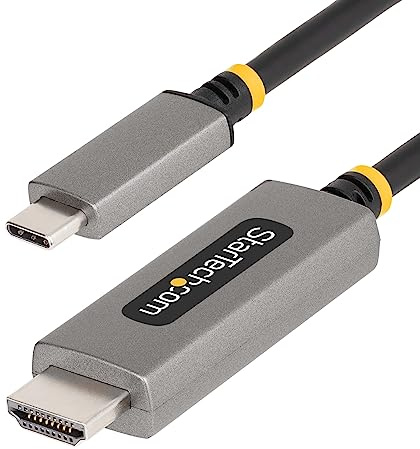 StarTech.com 6ft (2m) USB-C to HDMI Adapter Cable, 8K 60Hz, 4K 144Hz, HDR10, USB Type-C to HDMI 2.1 Video Converter Cable, USB-C DP Alt Mode/USB4/Thunderbolt 3/4 Compatible (135B-USBC-HDMI212M)