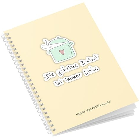 Primus Print Rezeptbuch zum Selberschreiben - A5 - Kochbuch Backbuch Grillbuch - Rezeptsammlung Liebligsrezepte mit Schutzcover (Zutat Liebe)