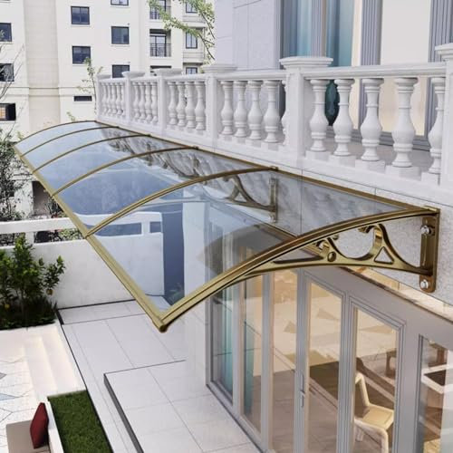 Vordach für Haustür,60/80/100/120/150cm Fenstermarkise,Garten Terrasse Veranda Türüberdachung,Transparente Polycarbonat Pultvordach,Sonnenschutz Regenschutz Pultbogenvordach (60x600cm/24 x236)