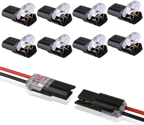 8 PCS Double-Wire Plug-In Connector Pluggable H Type Electrical Connectors No Wire Stripping Required Low Voltage Wire Connectors with Locking Buckle for Outlets Lamps Switches