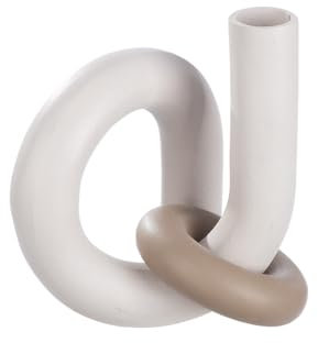 Casablanca Deko Objekt - Vase für eine Blume - aus Aluminium - Blumenvase Deko Wohnzimmer Tischdeko - Fabe: Creme Höhe 22 cm