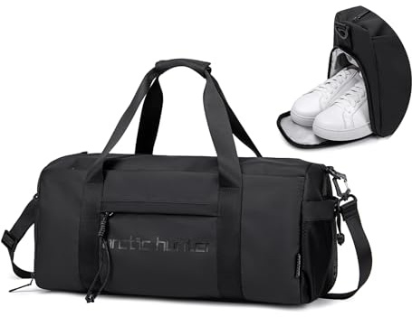 ARCTIC HUNTER AH Small Gym Bag Duffel Bag for Men Women with Shoe Compartment Ideal for Sports,Travel,and Overnight Trips, Athletic Gear Workout Weekender Bags, Black