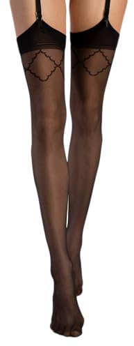 Selente Lovely Legs raffinerade stay-damstrumpor, olika modeller, 8–40 DEN, tillverkade i EU, Strapsstrumpor-svarta, S