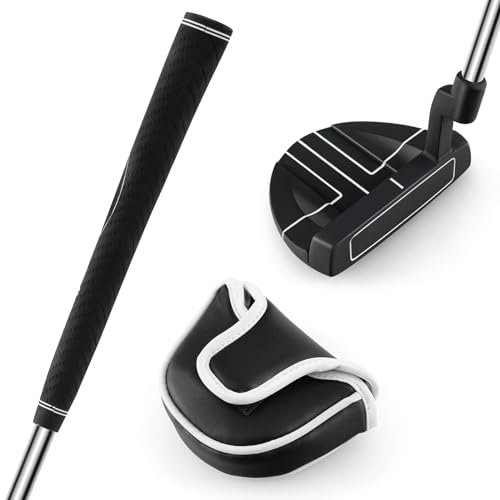 LIFEZEAL 89 cm Golf Putter, Tragbare Golfschläger für Rechtshänder, Putter Schlägel aus Metall mit Golfabdeckung, Lage 72°, Loft 3 °, für Herren & Damen