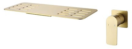 WRJAHCG Wasserhahn Bad Mit Aufbewahrungsregal,Waschtischarmatur Unterputz Für Wandmontage,Wasserfall Einhebel-Waschtischmishcer,Brushed Gold