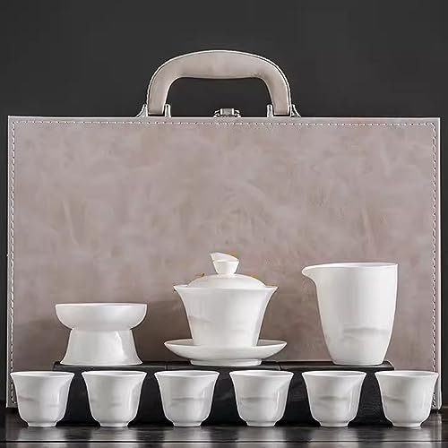 XaEjNzwDT teteras para te Tetera marroqui uego de Cafe Suet Jade White Porcelain Kung Fu Tea Set, Juego de té Gaiwan para el hogar Juego de Caja de Regalo(Color:D,Size:)