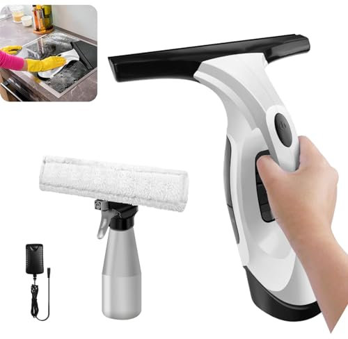 Electric Window Vac, Rechargeable Window Vacuum Squeegee,Cordless Window Vacuum Cleaner Set with Water Tank,Electric Cleaning Tool for Windows, Tiles, Mirrors