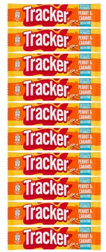 Tracker Chocolate Peanut Caramel Bar 37g Pack of 10 Vegeterian Toffee Cereal Oats Roasted Nuts Nutrition Protein High in Fibre Healthy Snack with Welari Thank You Card | (10pack) (370g)