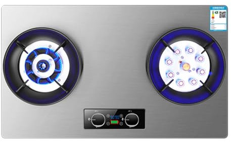 Cuisinière À Gaz 75CM 2 Brûleurs 5,2 Kw, Dispositif De Protection Contre Les Extinctions Accidentelles De Panneau En Acier Inoxydable, GPL/gaz Naturel(Style 2,LPG)