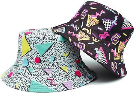 SKHAOVS 2 Stück Reversibel Fischerhüte Anglerhut Sonnenhut Für Herren Damen Mädchen Buckethut Faltbar Fischerhut Anglerhut Freizeithut Outdoor Sommerhut Reisen Camping Freizeithut