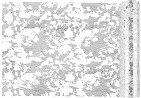 AUAUY 1 Rolle Tischläufer Silber, 28 cm×10m, Polyester Glänzend Tischband | Tischläufer, Tischband, für Partys und Feierlichkeiten wie Geburtstage, Hochzeiten, Babypartys, Taufen, Kommunion Mädchen