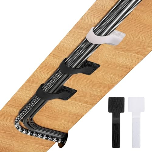 30pcs Adhesive Cable Ties, 3M Double Coated Tissue Tape Zip Tie Loop Wire Organizer Adhesive Mounts with Strong Fixation for Home Office(15pc Black &15pcWhite)