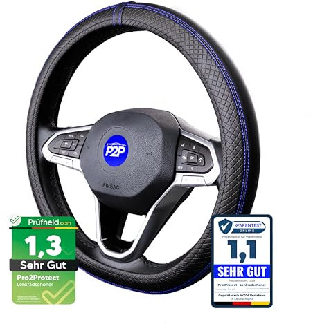 [ 2X Test SEHR GUT ] Pro2Protect Lenkradbezug Leder | Auto Zubehör Innenraum | Lenkradhüllen Grand Tour | Lenkradschoner PKW | Lenkrad Bezug Lenkradschutz | Autozubehör Geschenke für Frauen und Männer