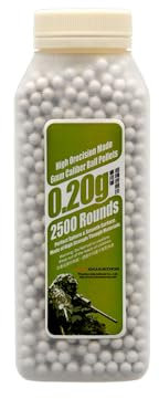 Bolas Airsoft 0,20 g Botella de 2500 RDS Blancas Marca Guarder
