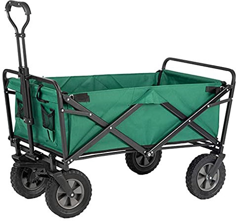 Zusammenklappbarer Outdoor-Handwagen mit 4 Rädern, zusammenklappbarer Campingwagen, Gartenwagen, tragbarer Outdoor-Handwagen mit Bremse