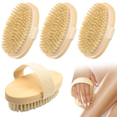 4 Pcs Dry Brushing Body Brush Exfoliating Body Brush Dry Brushing Body Brush for Lymphatic Drainage Back Circulation Improvement Dead Skin Remove Beauty Exfoliator
