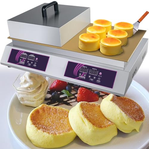 GESAIDES Macchina Elettrica per Soufflé, Macchina per Dorayaki, Macchina per Pancake, Macchina per Muffin, Acciaio Inossidabile con Piastra in Rame Puro, Piastra Elettrica Commerciale 60-240℃,B