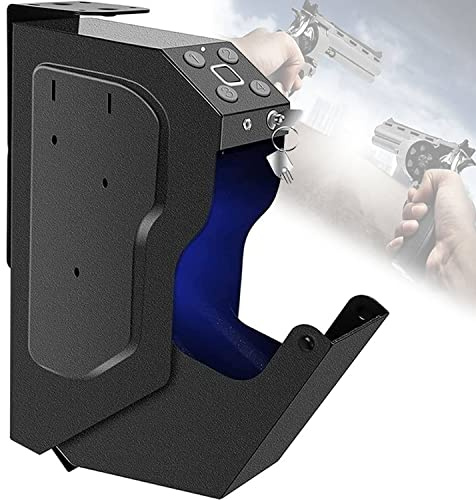 Caja fuerte electrónica para pistola, armario para pistola con huella dactilar/teclado digital/llave de repuesto utilizada para la oficina, el hogar, el almacenamiento de joyas, objetos valiosos