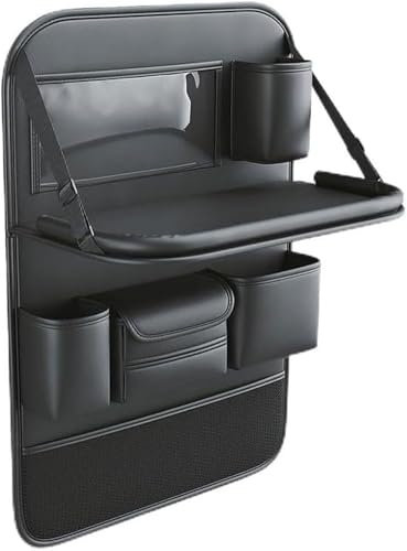 SRTMIRJJ Auto Rücksitz Organizer für Mercedes Benz Classe C Coupé C205 C204 CL203/A205 Cabriolet, Rückenlehnenschutz Auto Kinder Wasserdicht, Autositz Organizer mit Faltbarer Tischablage,Large-Black