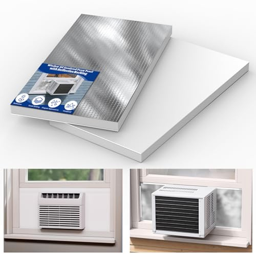 Wintcomfort Window Air Conditioner Insulated Foam Panels with Aluminum Foil, Waterproof Window AC Surround Insulation Panel with Top Seal Strip for Indoor Window AC Unit, Reflected Sunlight & Heat