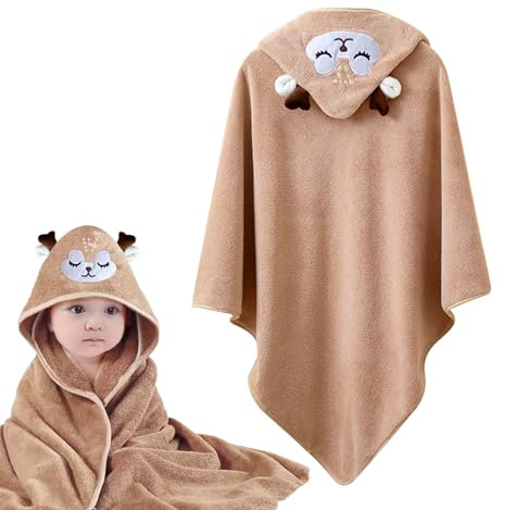XdealCozyxc Hooded Baby Towel, Ultra Soft Bath Towels Newborn with Hood for Boy and Girl (Brown)