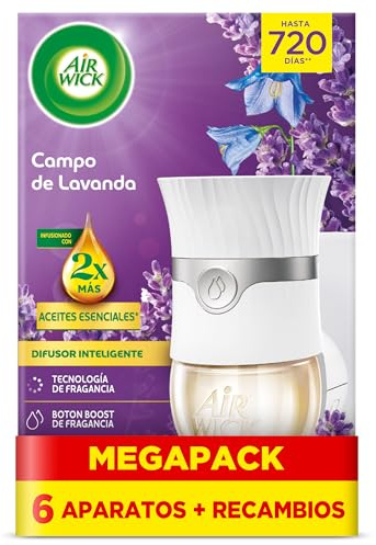 Air Wick Eléctrico Aparato y recambio de ambientador automático eléctrico, con aroma a Lavanda - 6 Aparatos + 6 Recambios, El embalaje puede variar