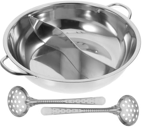 OUNONA Pentola Divisa in Acciaio Inossidabile per Cucinare Due Sapori per Zuppe e Hot Pot Durevole e per Cucina e