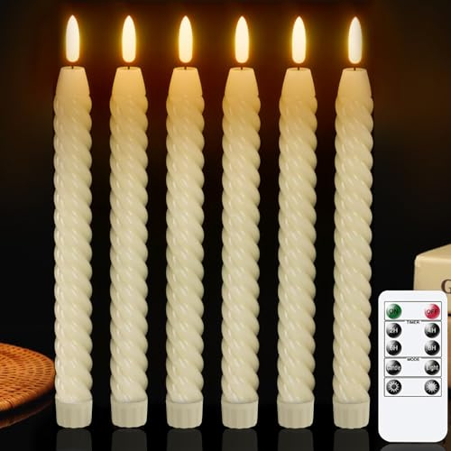 Bougie LED Décorative 6pcs, Bougies Flottantes à Piles avec Télécommande et Minuterie, en cire véritable, avec télécommande, 2 x 25,5 cm, pour décoration de Noël, de chambre, de mariage et de fête