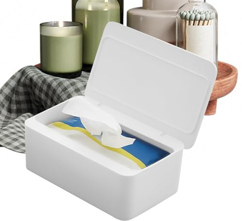 Wet Wipes Dispenser, babydammbehållare, 7,48 x 4,72 x 2,95 tum återanvändbart tygförvaringsfodral, lätt öppet lock, design för hemtoalett, sjuksköterska, bilskrivbord