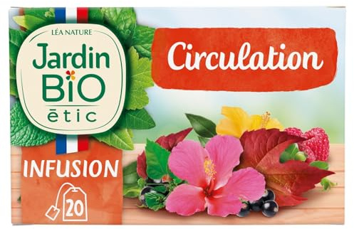 JARDIN BIO ETIC – Infusion Bien-Être Circulation à la Vigne Rouge Bio, Saveur Naturelle (20 Sachets) - Le lot de 3