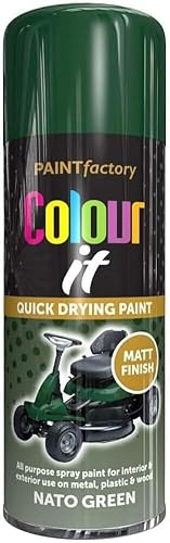 Spray Paint Nato Green Matt Finish Aerosol 250ml can - Quick Dry, All Purpose Spray Paint for Interior and Exterior Ideal for Wood, Metal, Plastic, Indoor & Outdoor Use