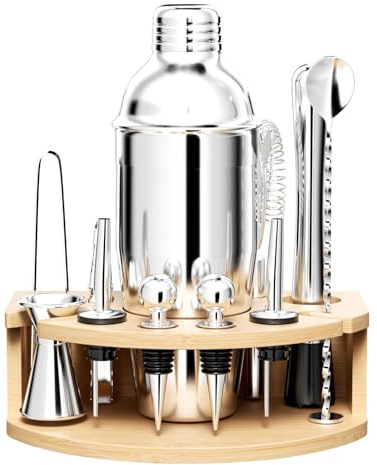 Skynzor Regalo Hombre, Coctelera para Barra de Bar Shaker Barware Sets, Profesional Mojito Shakers Accessories, Cocktail Kit Coctelería Accesorios Herramientas Barra Acero Inoxidable