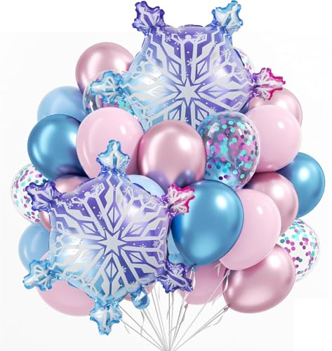 27 Stück 12 Zoll Schneeflocken Deko Luftballon,Schneeflocken Luftballon Set,Snowflake Luftballon,Schnee Luftballons,Schneeflocke Folien Ballon,Schneeflocken Helium Ballons für Party