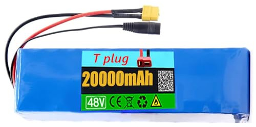 Paquete de Batería de Litio para Bicicleta Eléctrica 48V 20Ah Paquete de Baterías de Iones de Litio para Patinete Eléctrico 13S3P con Charger 54.6V 2A XT60/T Plug