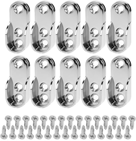 10 pcs de supports de tringle de garde-robe en zinc ovale - Support robuste pour tringle suspendue, tringle de penderie et accessoires, installation facile (argent avec vis)