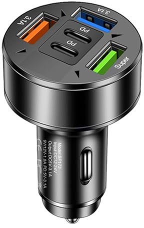 Caricabatteria per auto - Adattatore USB tipo C super veloce da 100 W, ricarica rapida a doppia porta | Ricarica ad alta velocità per smartphone, tablet, laptop, dispositivi multipli, viaggi, uso in a