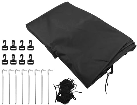 FUANA Cubierta ovalada para albercas sobre el suelo, cubierta de poliéster resistente a la intemperie con accesorios, color negro, 274 x 549 cm, 213 x 305 cm