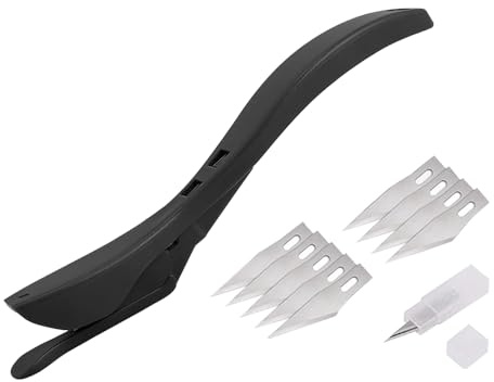 Wrapping Paper Cutter Tool, Handheld Safety Cutter with Blades for Gift Wrapping, Craft Paper, Scrapbooking, Easy & Safe Paper Trimmer for Presents, Black
