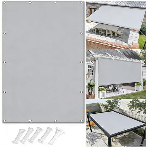 Toldo Vela de Sombra con Ojales y Cuerdas - 3x6M Gris Claro - Impermeable Toldos Exterior Terraza Protección 95% Rayos UV, Resistente al Desgarro para Terraza Balcon Patio Exteriores Jardín