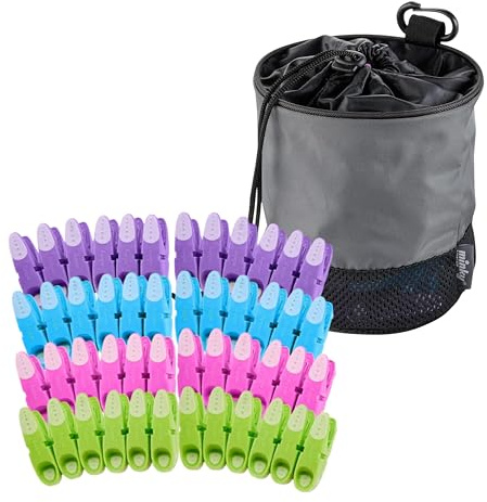 Minky Drawstring Peg Bag with Strong Clip + 48 SureGrip Weatherproof Pegs