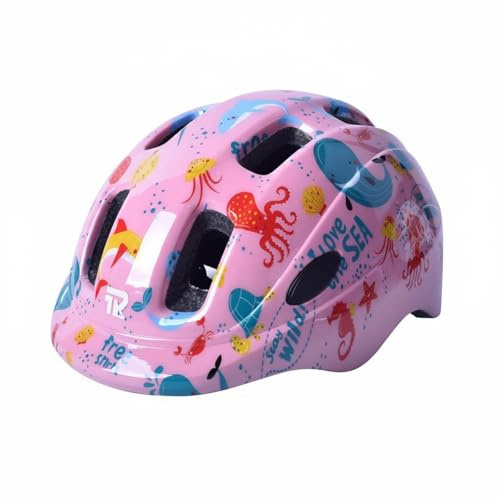 Sharplace Children Headgear Kids Bike Helmet Skateboard Helmet Skating Helmet Helmet PC And Build Impact Resistant Lightweight Feel Adjustable Buckle suitable, Pink Ocean, One Size