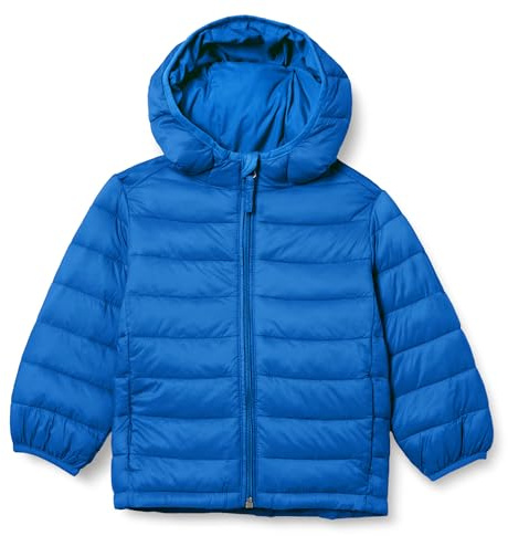 Amazon Essentials Boys' Lightweight Water-Resistant Packable Hooded Puffer Jacket, Insulated, Blue, X-Small